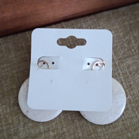 Gold Tone Versatile Cream Stone Post Earrings - Picture 9 of 11